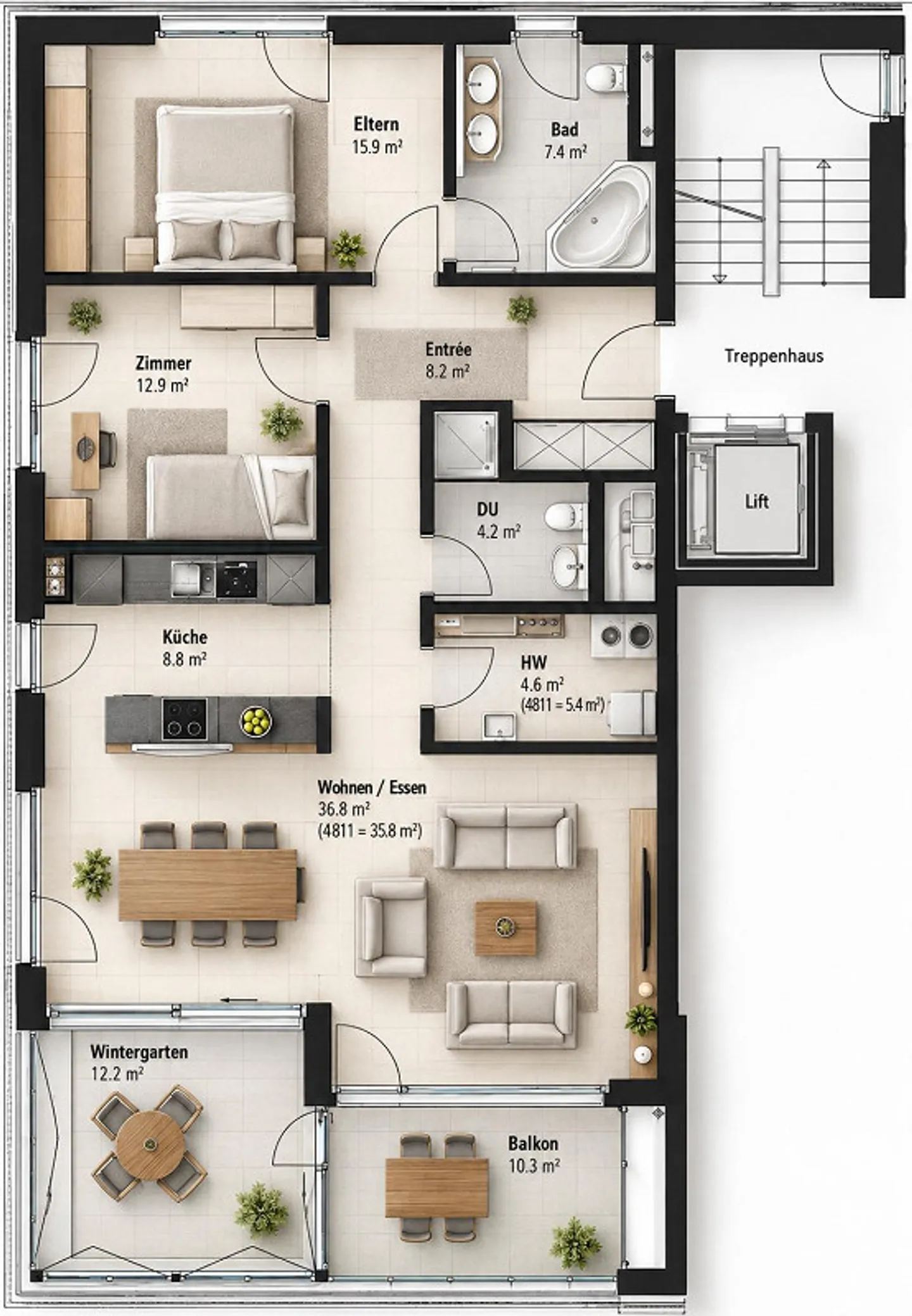Modernes Apartment mit Wintergarten - Foto 12 von 12
