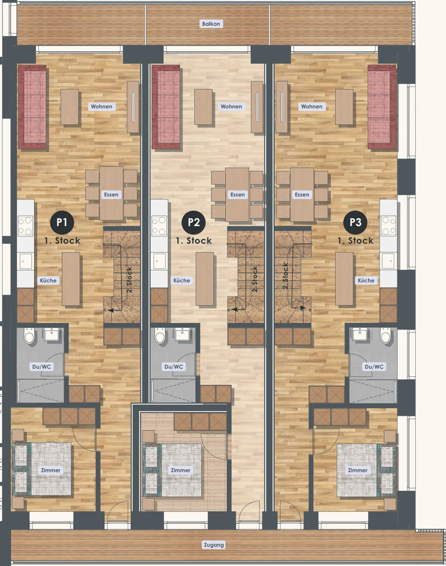Primavera - Appartamento duplex 4.5 Sud / Ovest (P1 / P2 / P3) - Foto 5 di 6