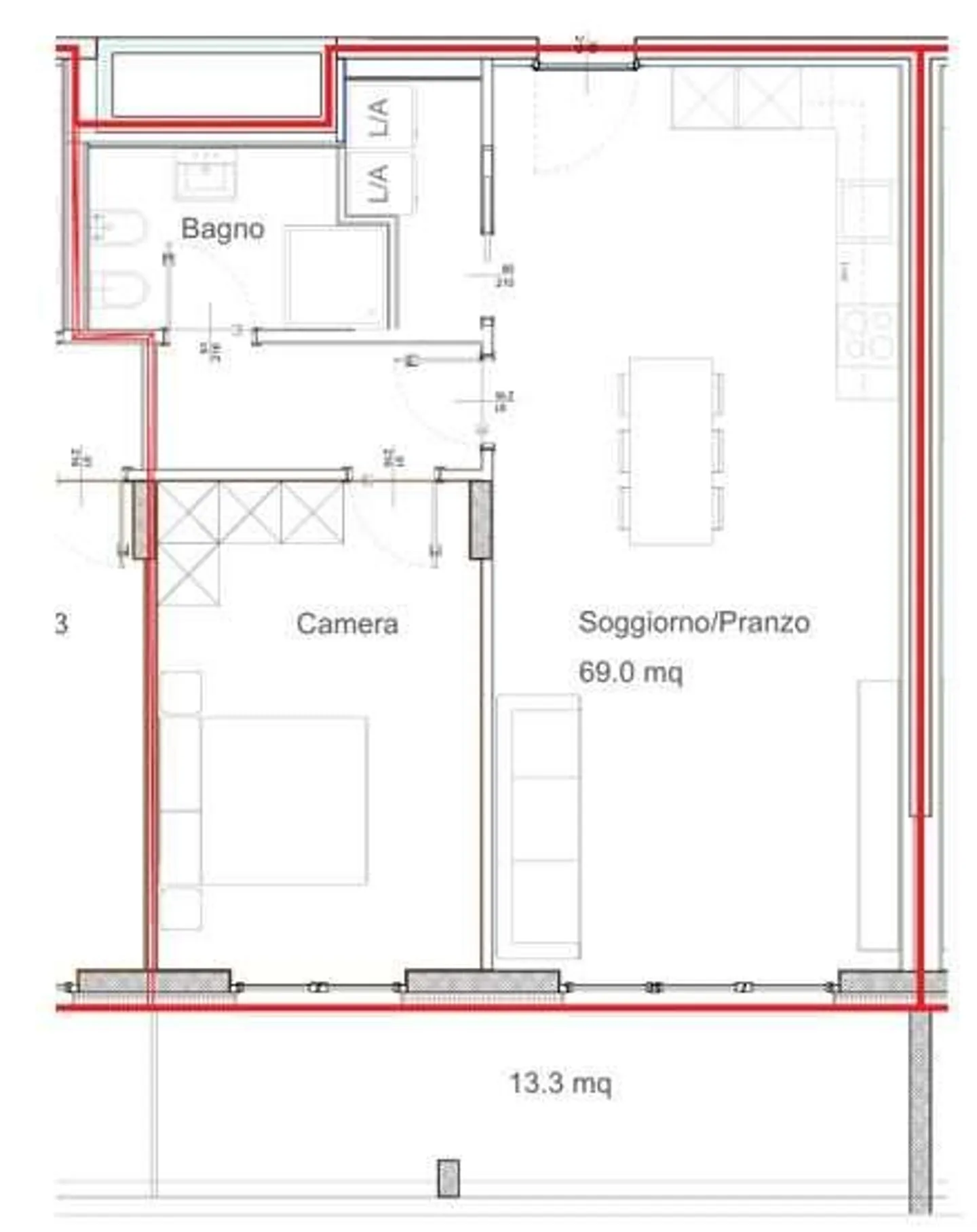 MENDRISIO : Penthouse de 2,5 pièces de haut standing avec terrasse - Photo 8 sur 8