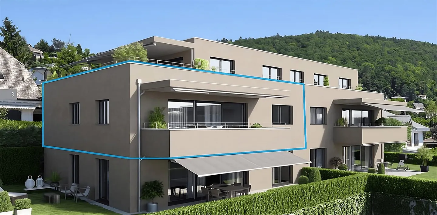 Moderno appartamento di 4,5 stanze incluso 2 posti auto in garage sotterraneo - Posizione tranquilla con vista - Foto 2 di 13