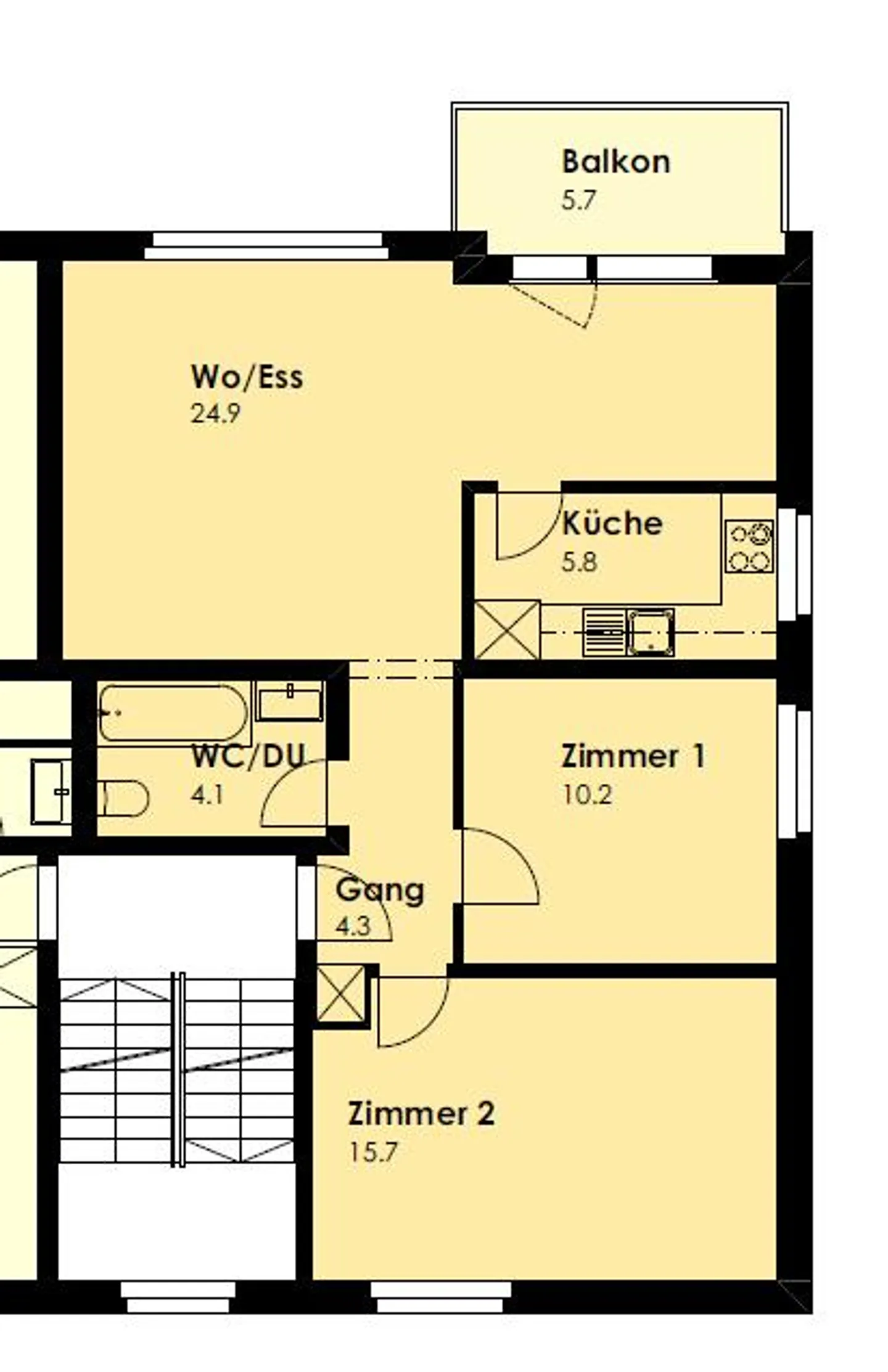 Grosszügige 3.5 Whg. mit Balkon - Foto 4 von 4