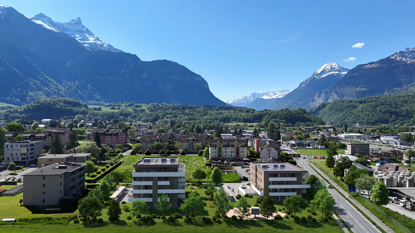 APPARTAMENTO DI 3,5 LOCALI CON GIARDINO - VICINO ALLA STAZIONE - VISTA PANORAMICA - Foto 1 di 8