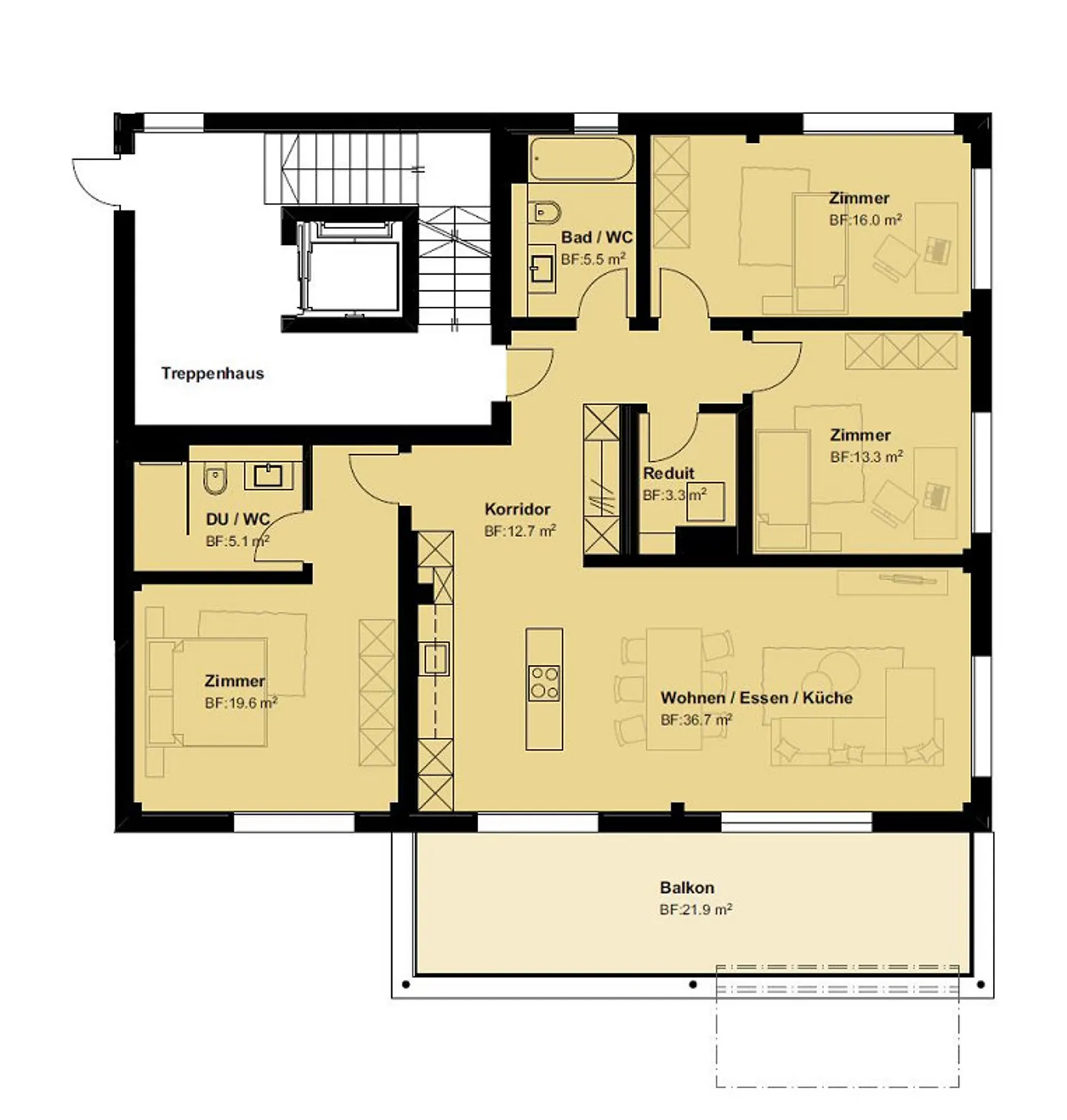 Stilvolle 4.5 Zimmer-Wohnung - Foto 3 von 3