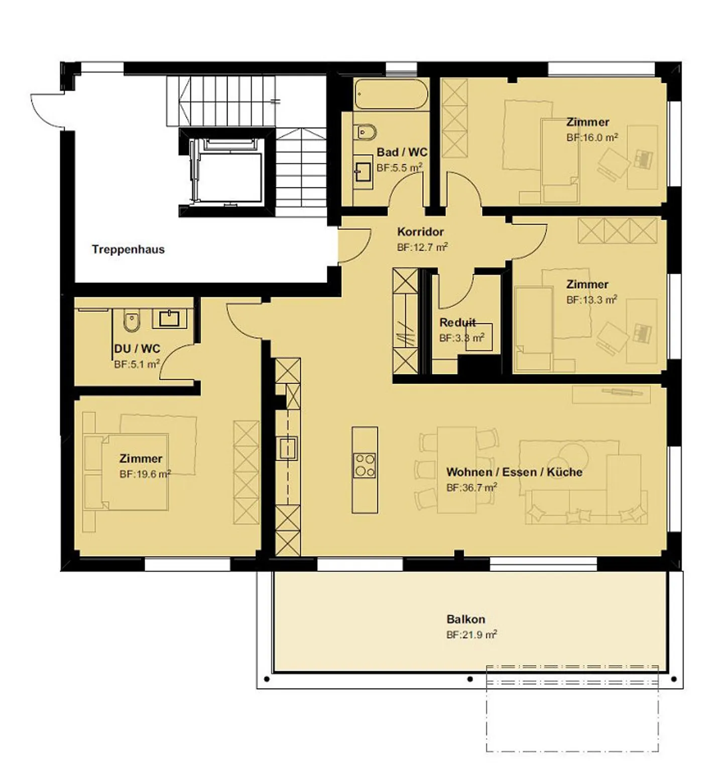 Moderne Attika-Wohnung mit Aussicht - Foto 3 von 3