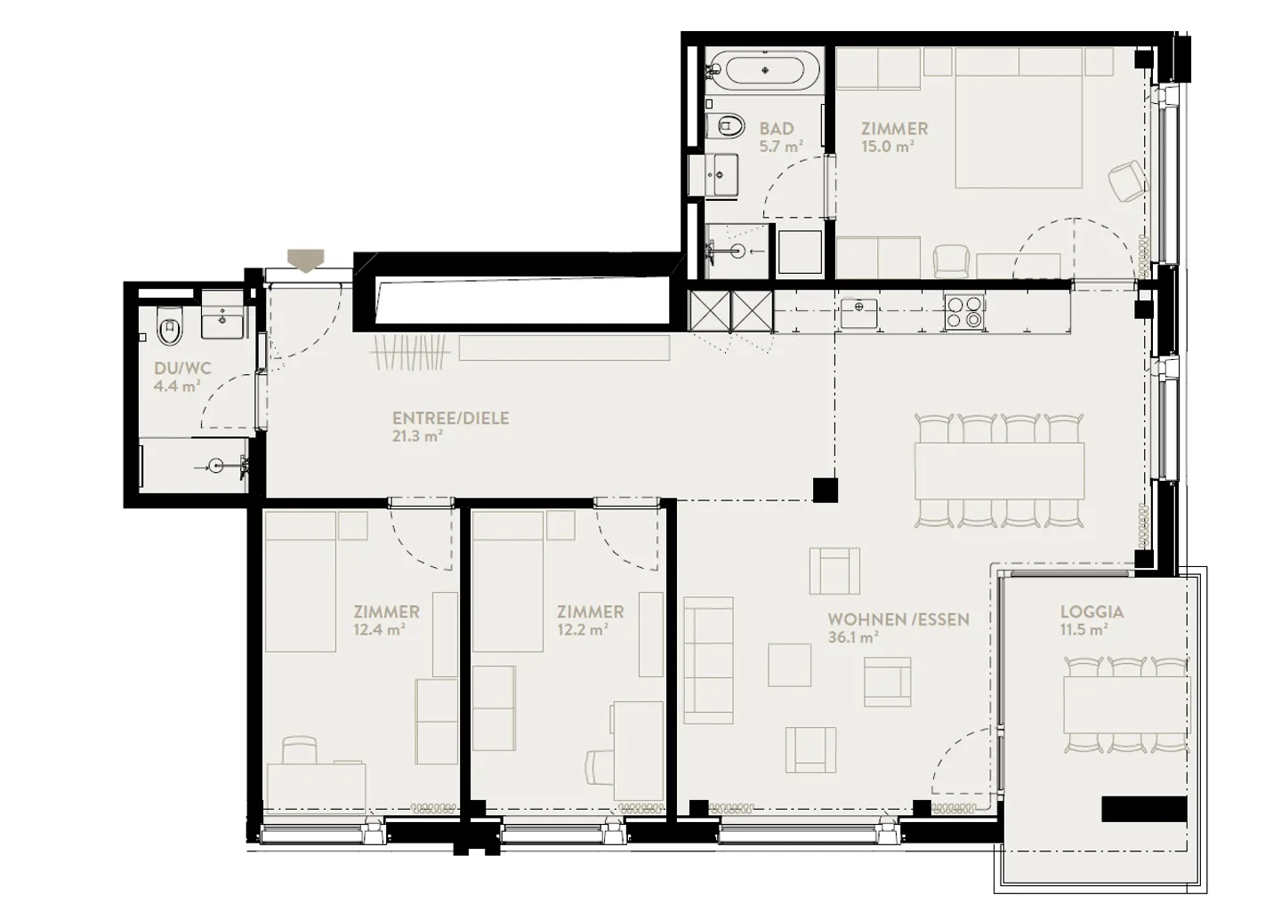 Spacieux appartement de 4.5 pièces avec un design intérieur élégant - Photo 2 sur 7