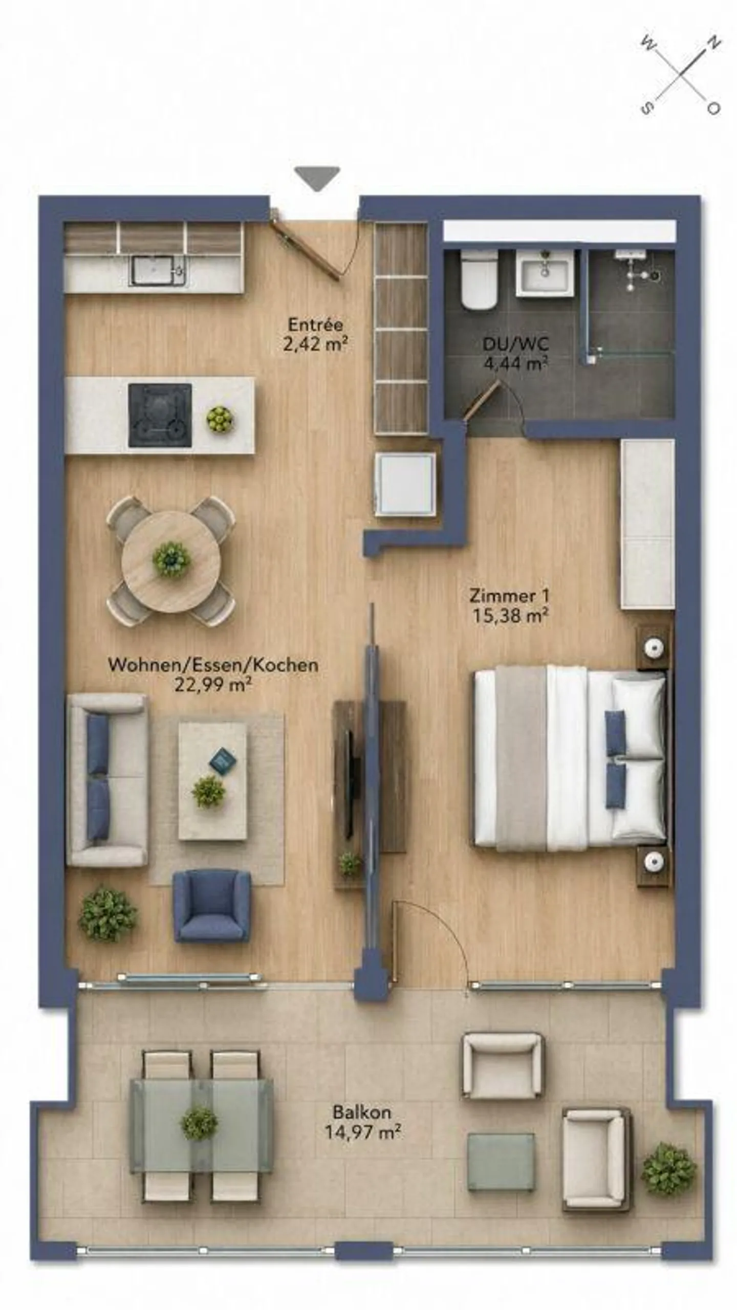 Prima locazione - Esclusivo appartamento nuovo di 2½ locali con balcone vetrato - Foto 3 di 3