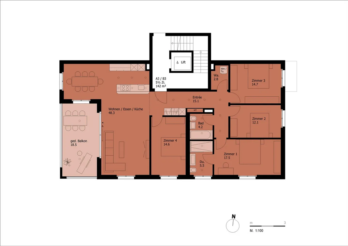 Appartement 5.5 pièces avec balcon spacieux - Photo 5 sur 5