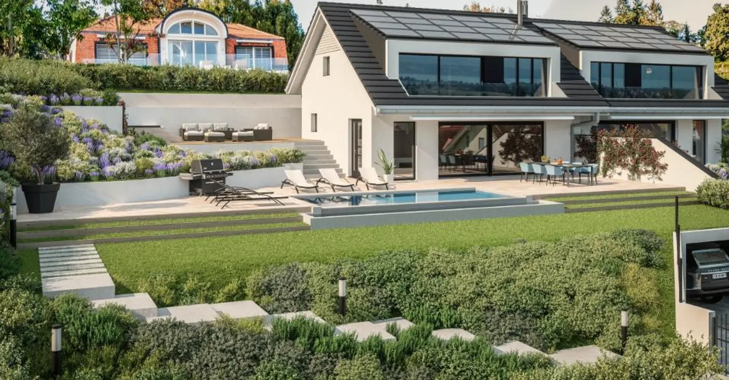 Contemporary villa with lake and Mont-Blanc view in Trélex - Photo 1 of 3