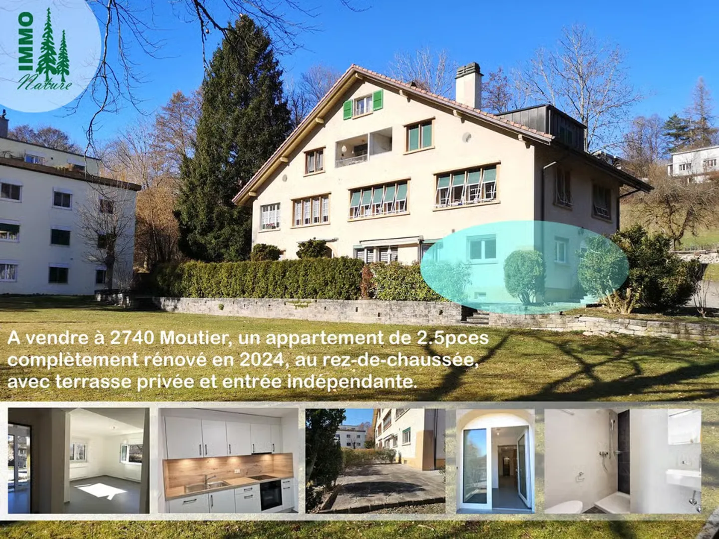 Zu verkaufen in Moutier Wohnung mit Terrasse, 2024 komplett renoviert - Foto 1 von 13