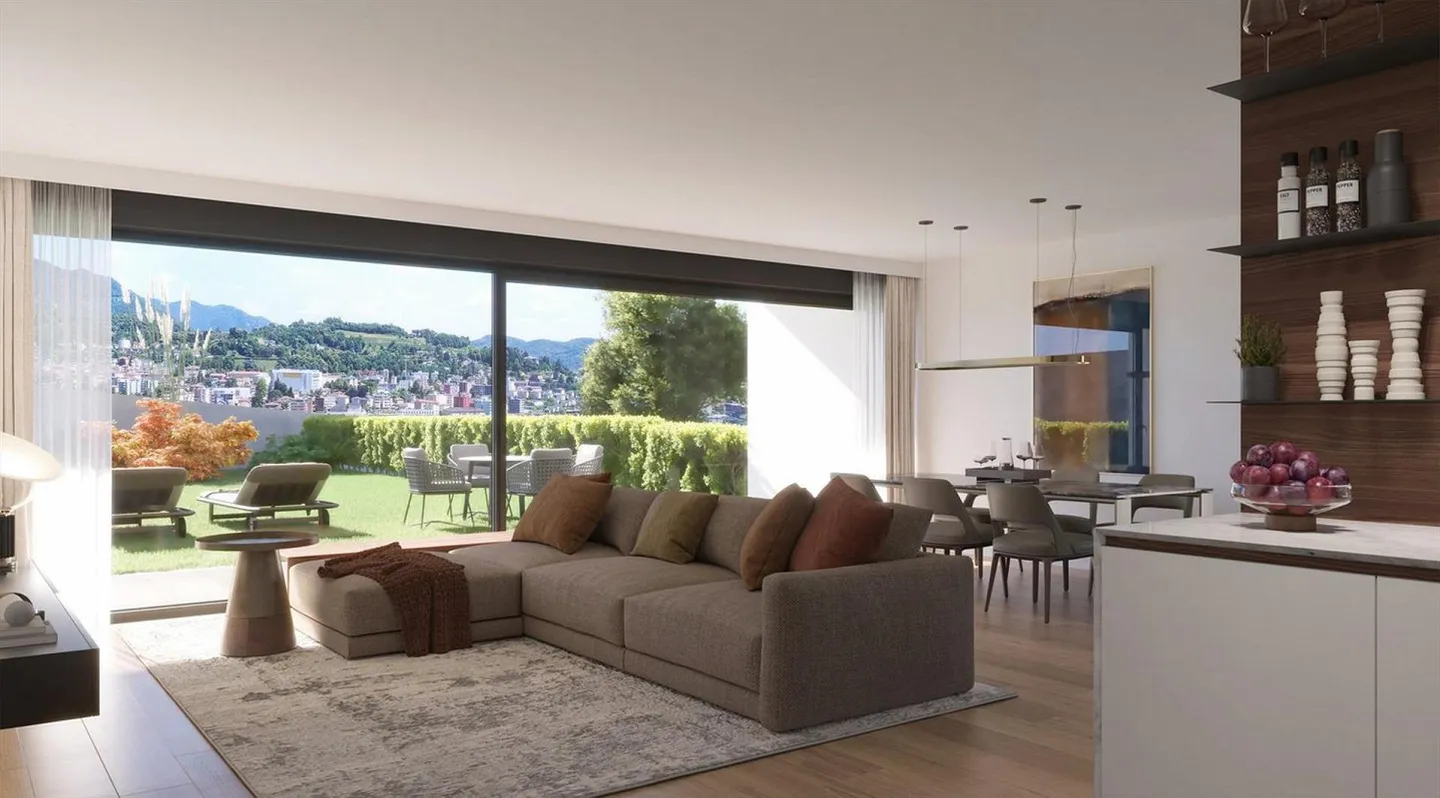 APPARTEMENT ÉLÉGANT ET NOUVEAU DE 4.5 PIÈCES AVEC JARDIN - Photo 1 sur 5