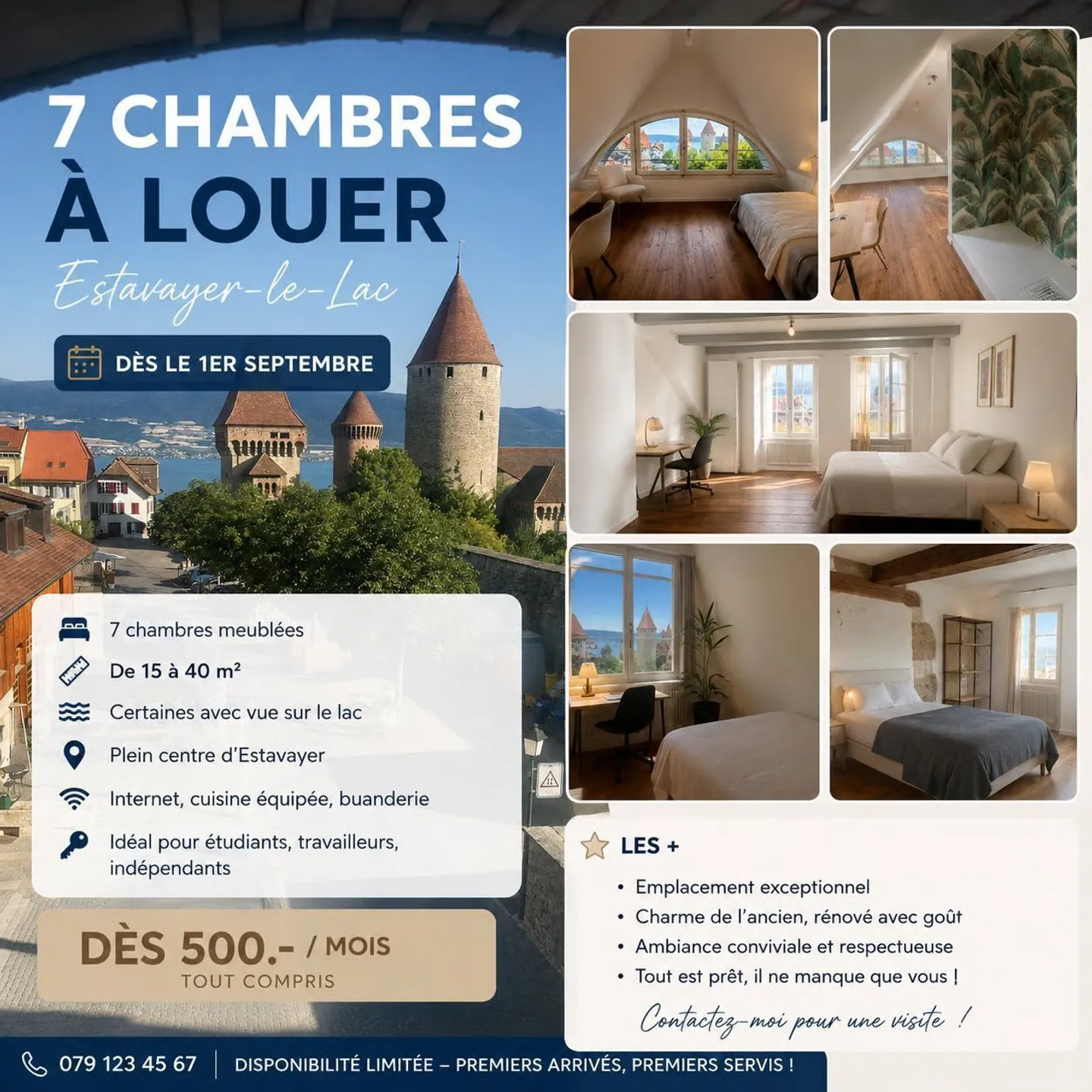 Möblierte Zimmer in Estavayer - Foto 1 von 7