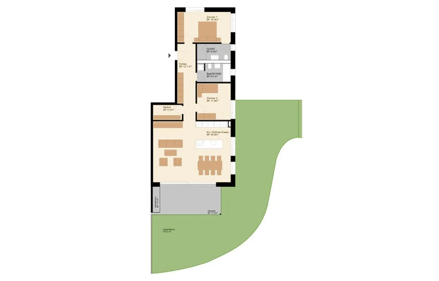 Grande appartement de jardin 3.5 pièces avec une disposition parfaite des pièces (Top A... - Photo 7 sur 7