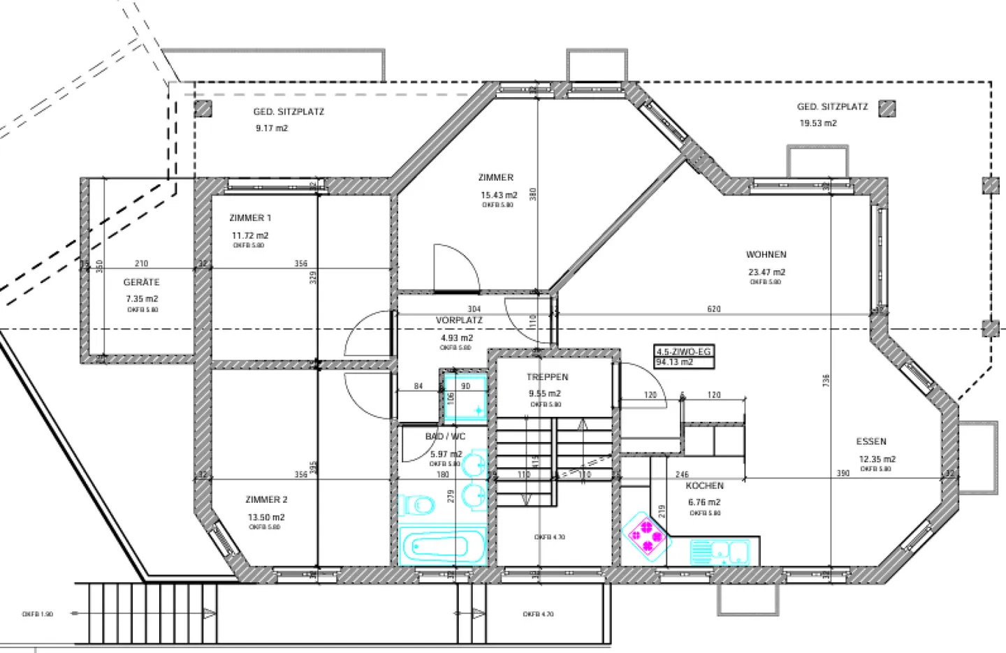 4.5-Zimmer-Wohnung im EG mit grosszügigem gedecktem Sitzplatz - Foto 9 von 9