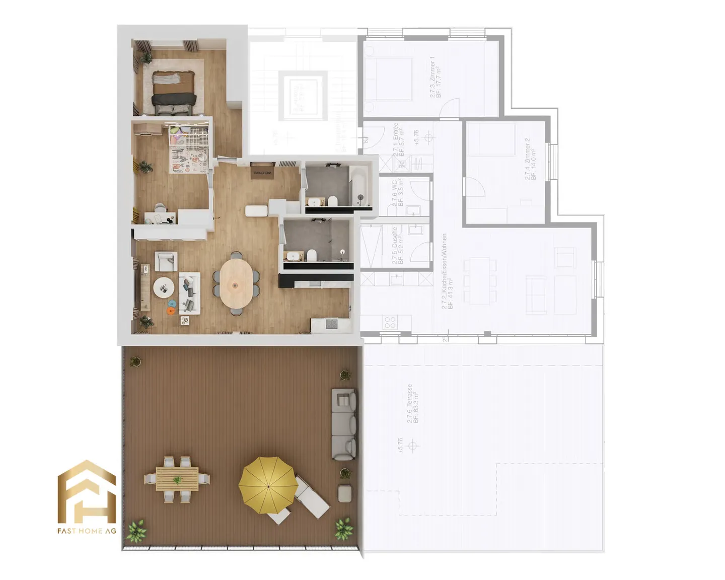 First Occupancy Attic North 3.5 Room Apartment - Photo 4 of 11