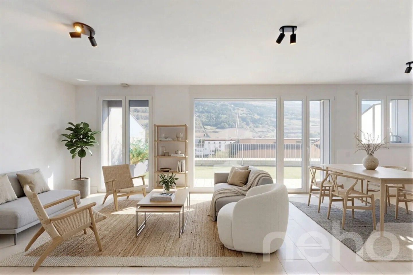 Bel appartement de 3,5 pièces au dernier étage à Sion avec grande terrasse - Photo 2 sur 12
