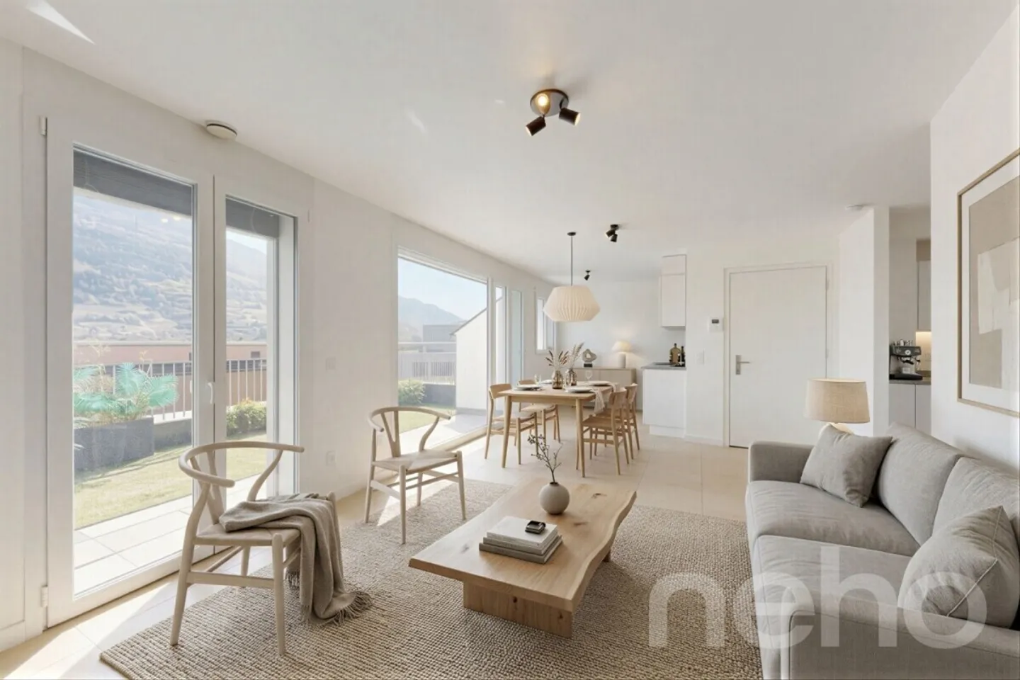 Bel appartement de 3,5 pièces au dernier étage à Sion avec grande terrasse - Photo 3 sur 12