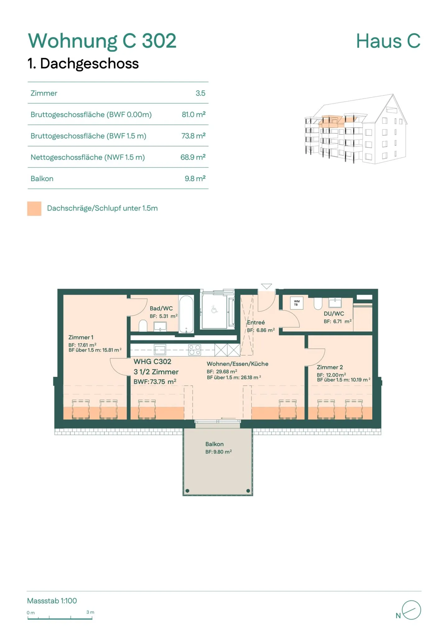 Helle 3.5-Zimmer-Wohnung - Foto 7 von 8