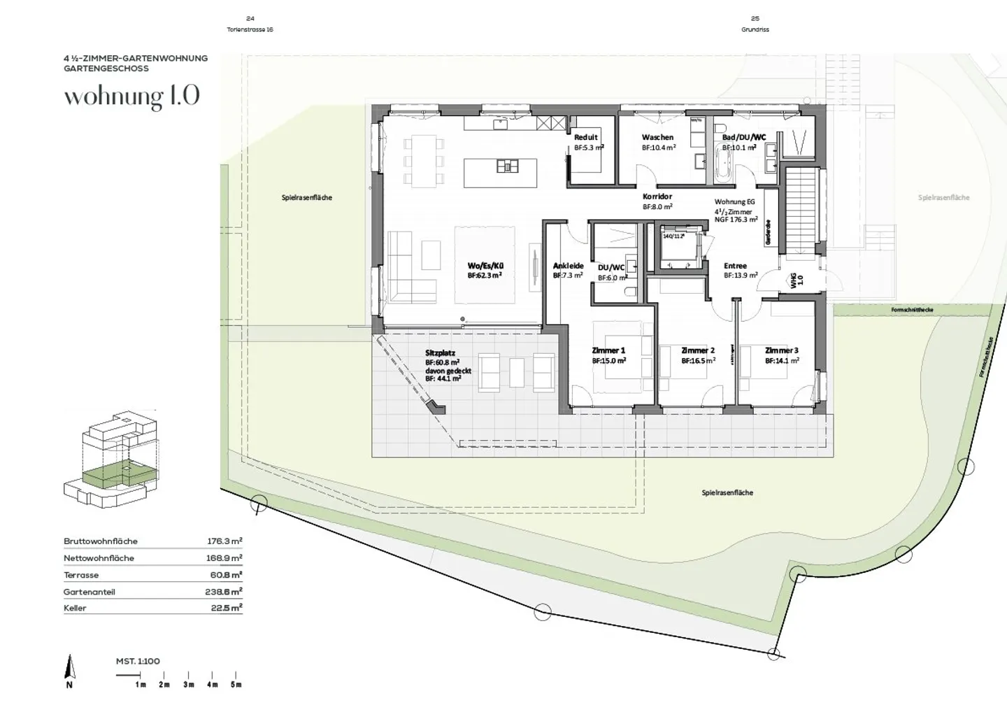 Ampio appartamento giardino di 4,5 locali con 176 m2 di superficie abitabile in una posizione molto tranquilla e a contatto con la natura - Foto 6 di 11