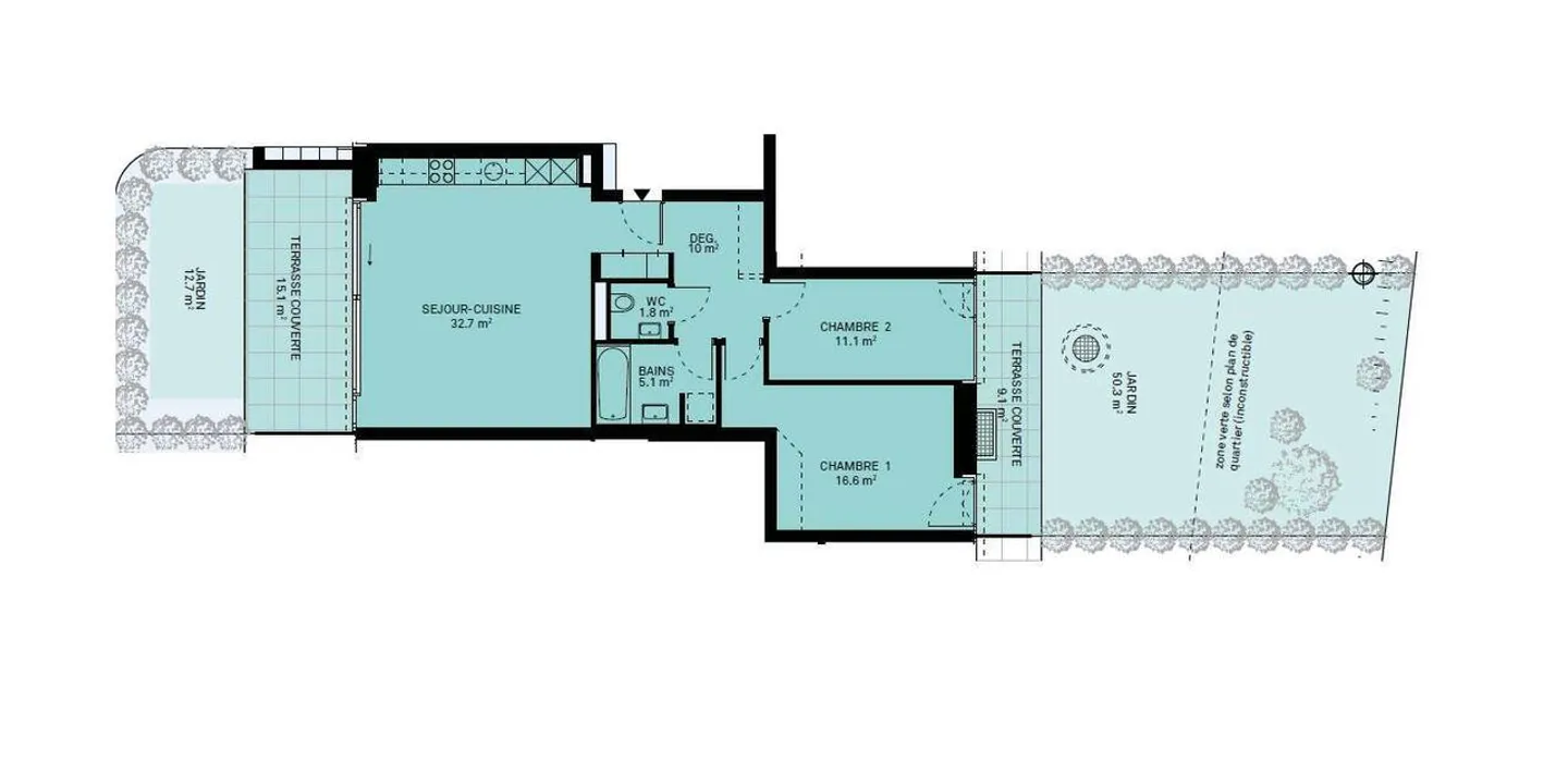 New promotion: 3.5-room apartment with terraces and gardens - Photo 7 of 10