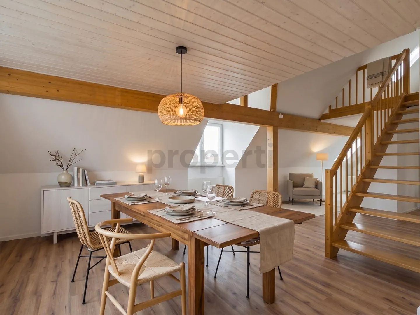 Special living with a lot of character: visible wooden beams, bright rooms - Photo 1 of 14