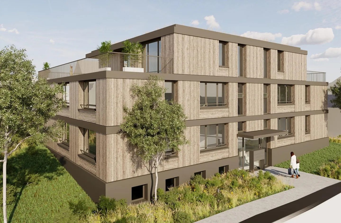 Appartement penthouse moderne de 2,5 pièces (nouvelle construction) dans un emplacement calme à Ettingen - Photo 1 sur 4