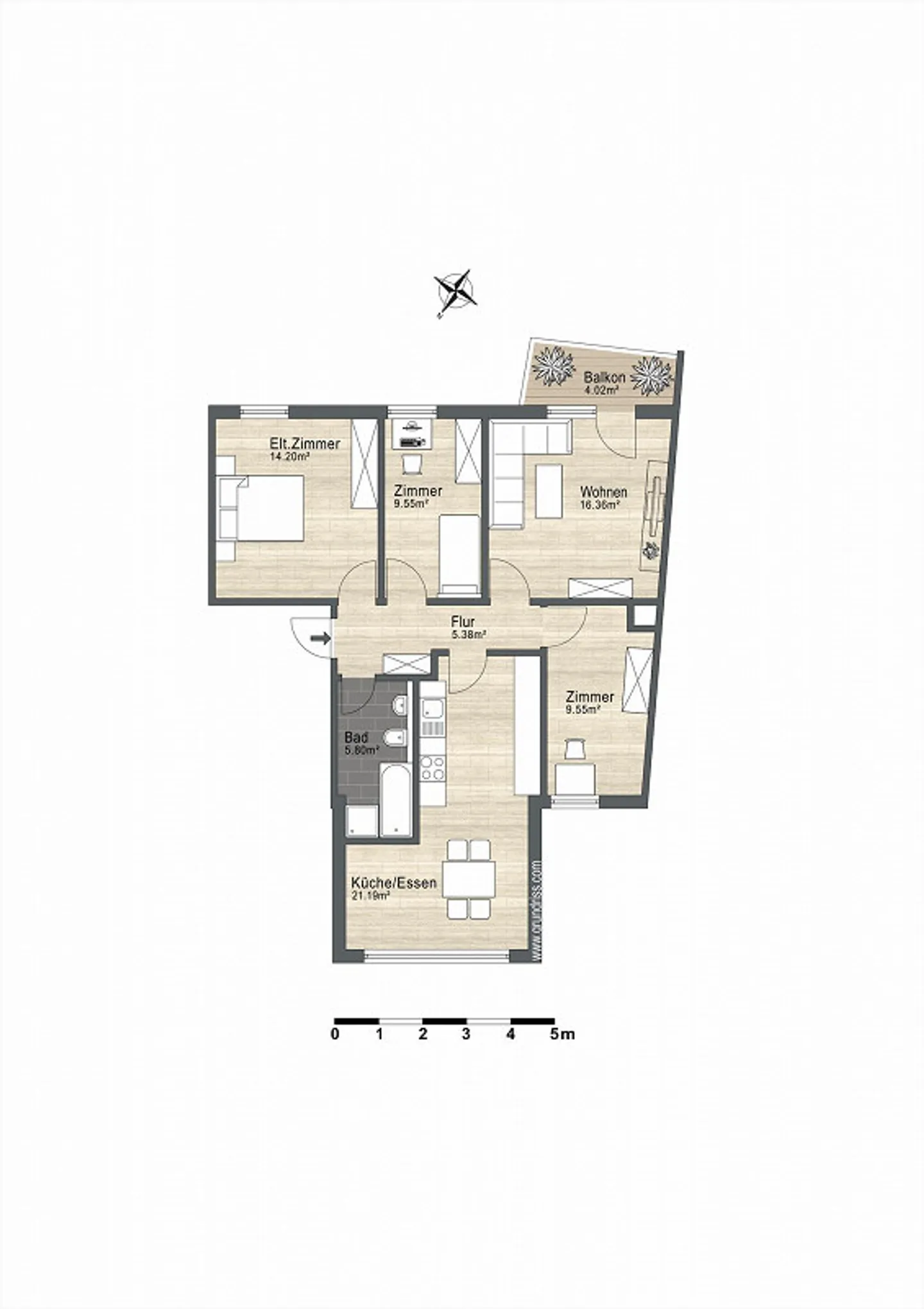 Appartement élégant de 4,5 pièces avec des pièces inondées de lumière - Photo 7 sur 7