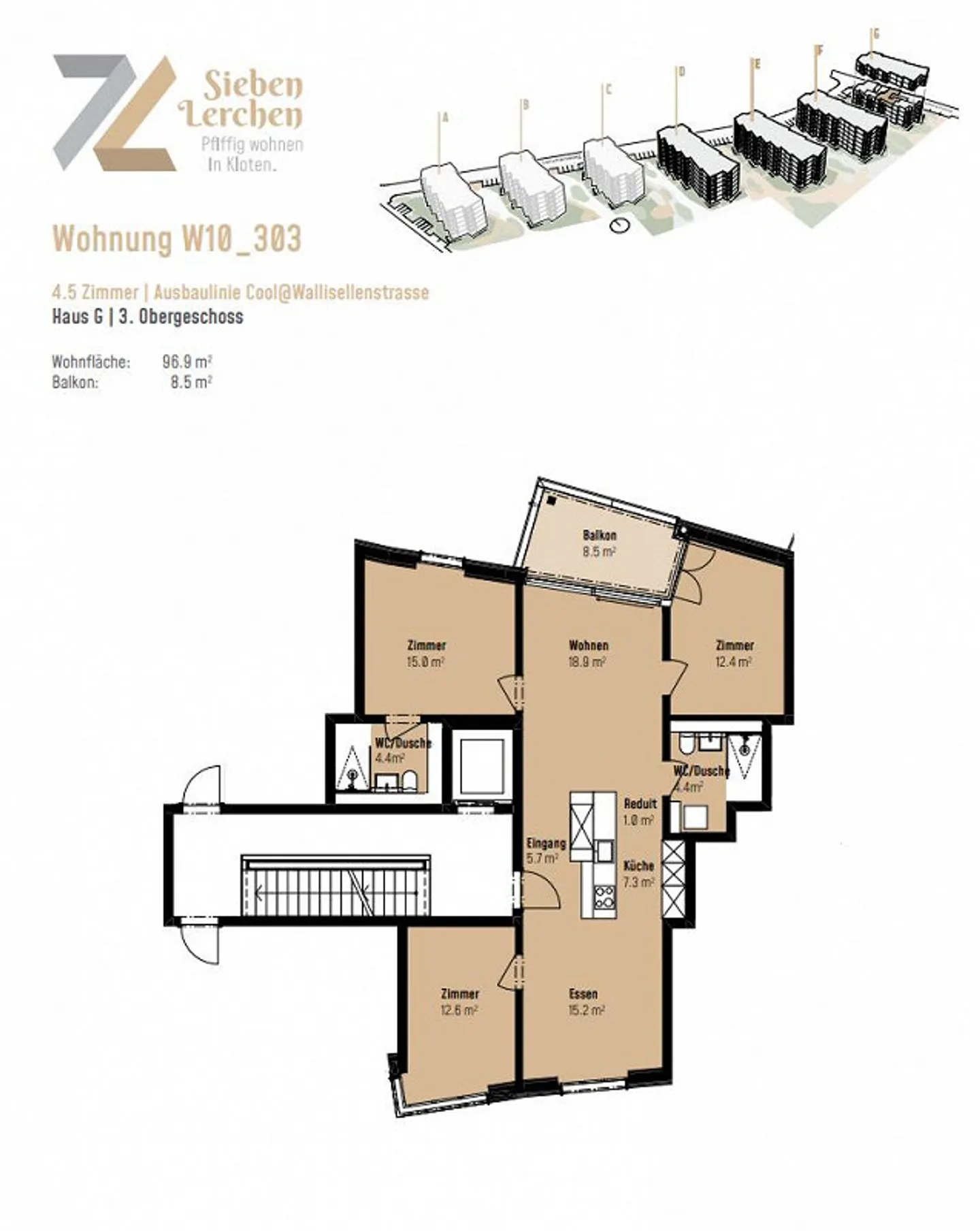 Appartement neuf de 4,5 pièces dans le développement « 7 Lerchen » - Votre maison moderne à Kloten - Photo 7 sur 9