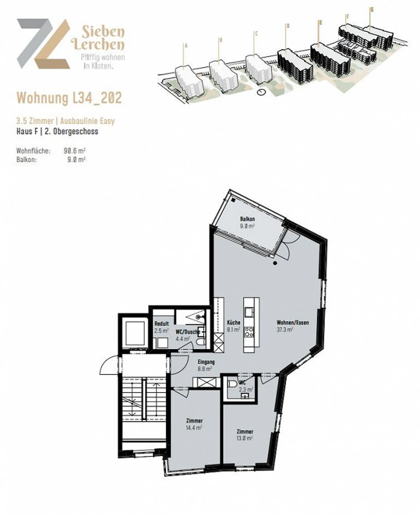 3.5-Zimmer Neubauwohnung in der Überbauung «7 Lerchen» - Ihr modernes Zuhause in Kloten - Foto 8 von 9