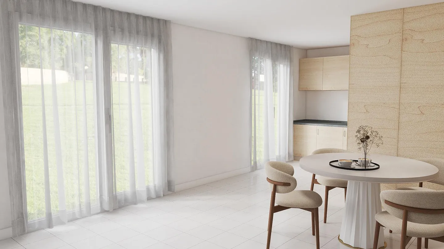 Ensoleillé et calme - spacieux appartement de jardin 4.5 pièces avec patio - Photo 3 sur 12