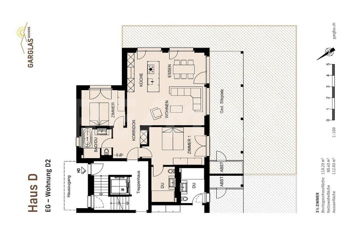 Garglas.ch - 3½-Zimmer-Wohnung D2 mit Anteil an Solarkraft - Foto 9 von 9