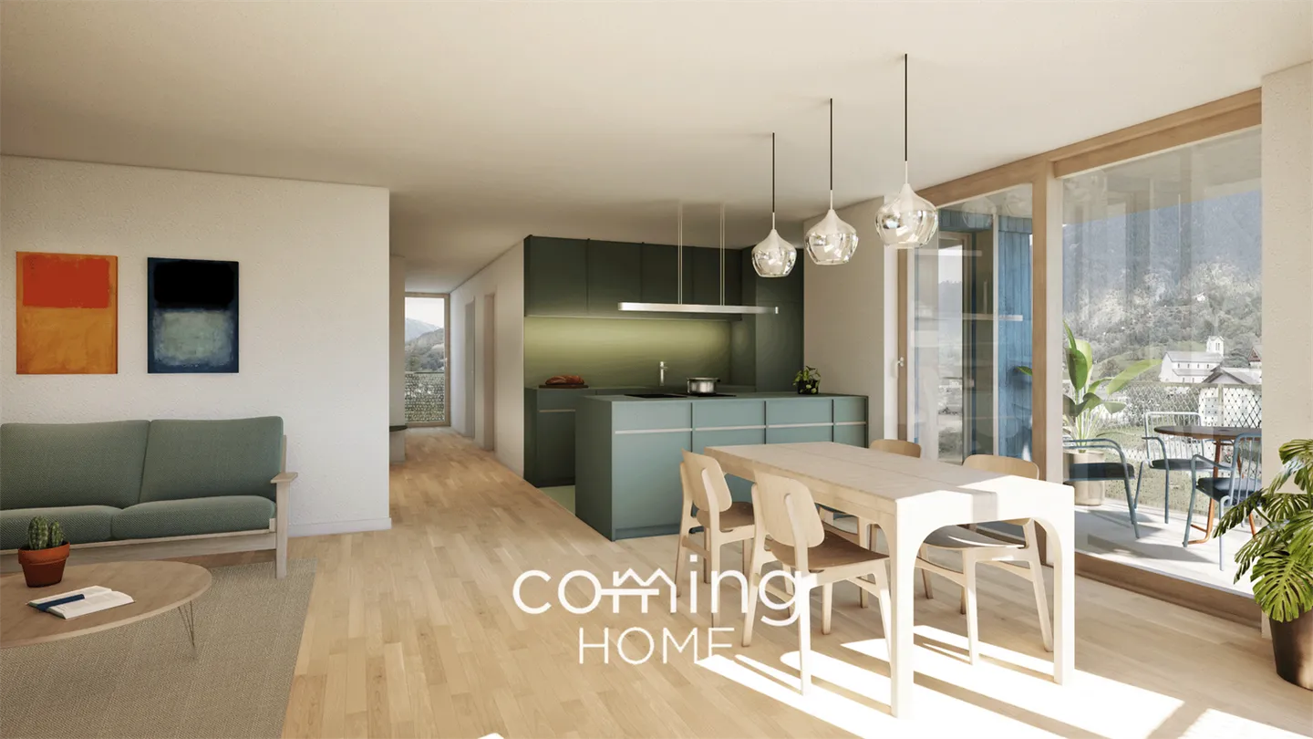 Appartement moderne de 4,5 pièces à Ried-Brig - emplacement ensoleillé avec une vue magnifique - Photo 1 sur 4