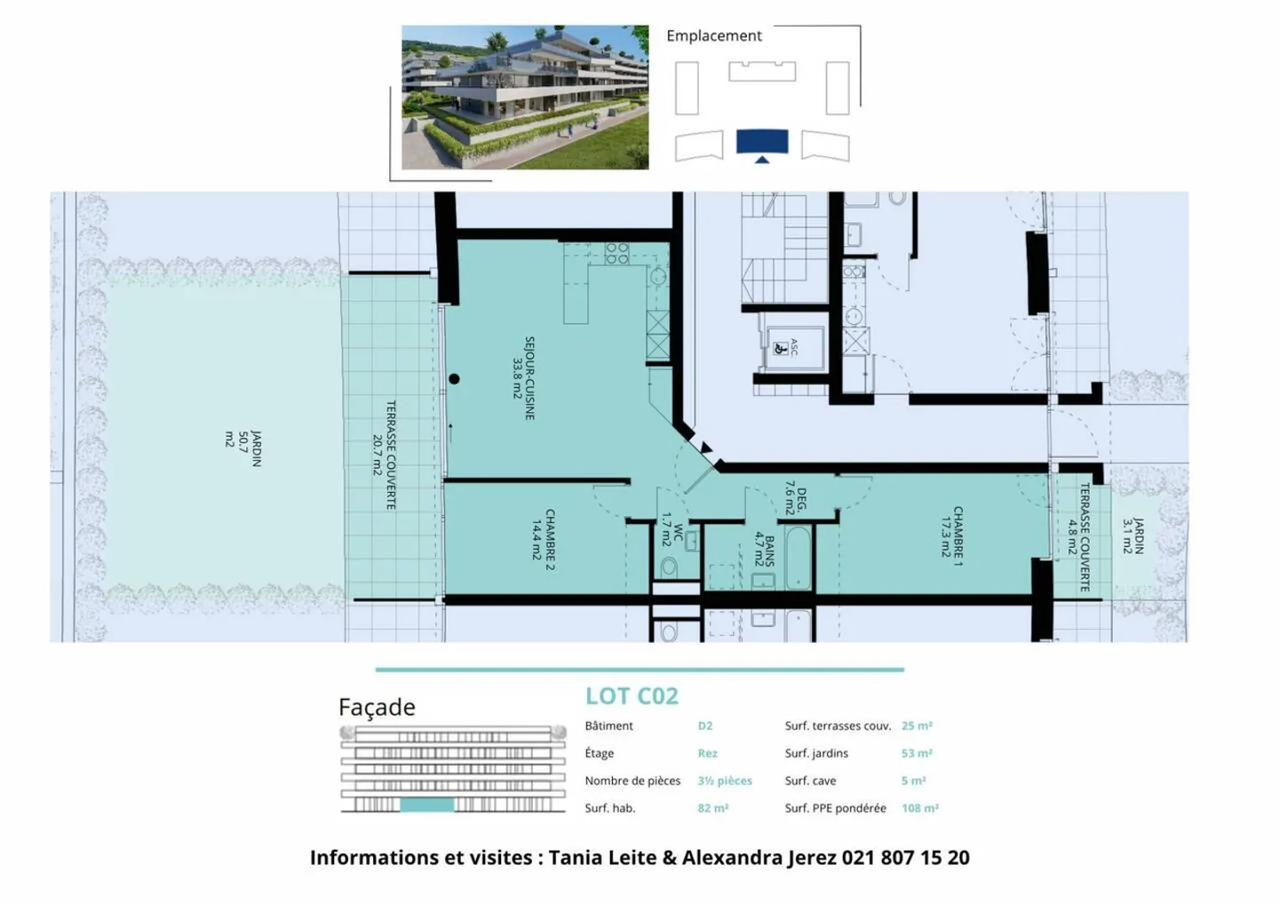 Prächtige 3.5-Zimmer-Wohnung mit überdachten Terrassen, Gärten und Seeblick - Foto 13 von 13