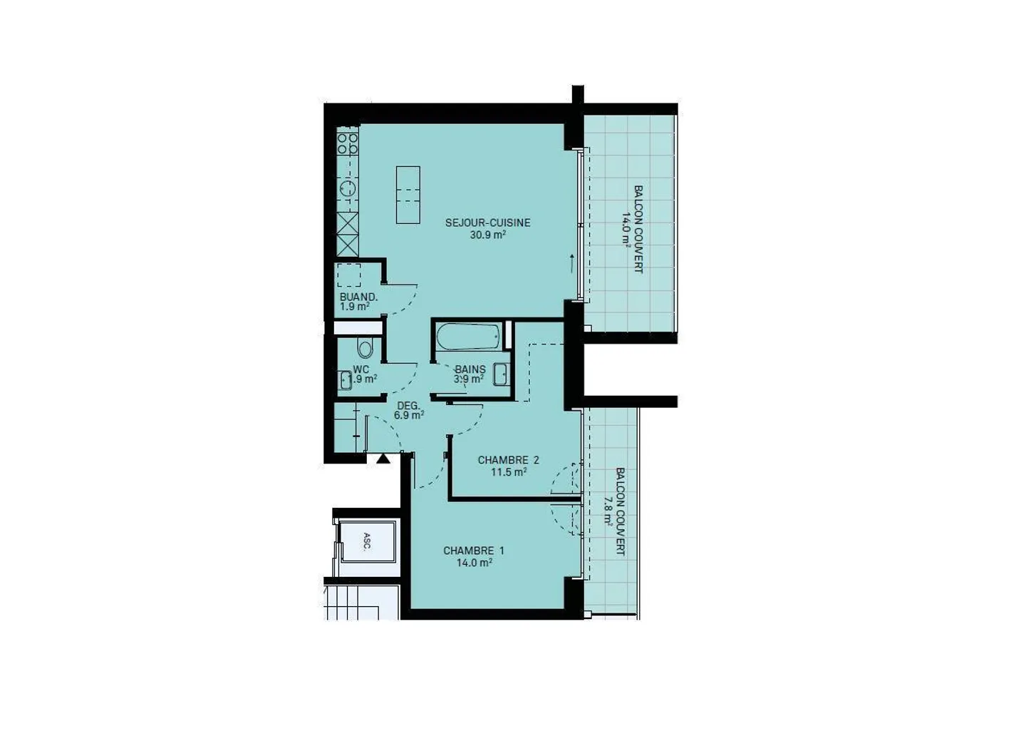 The Opal Bay new 3.5-room apartment with 2 covered balconies - Photo 12 of 13