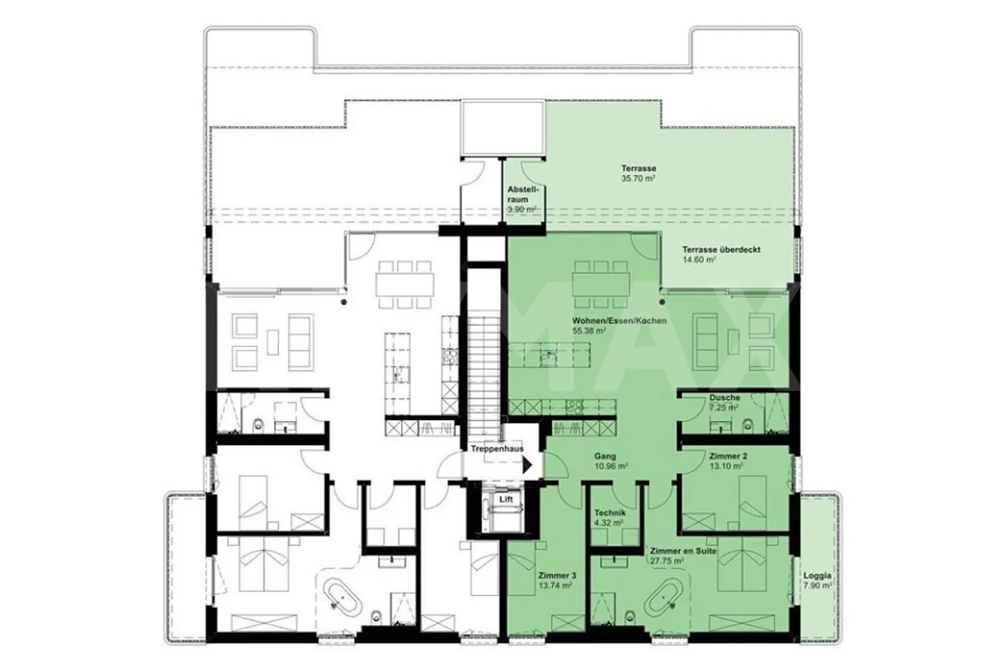 Appartement en attique 4,5 pièces - PREMIÈRE LOCATION "BLAIE" Frick - Photo 3 sur 12