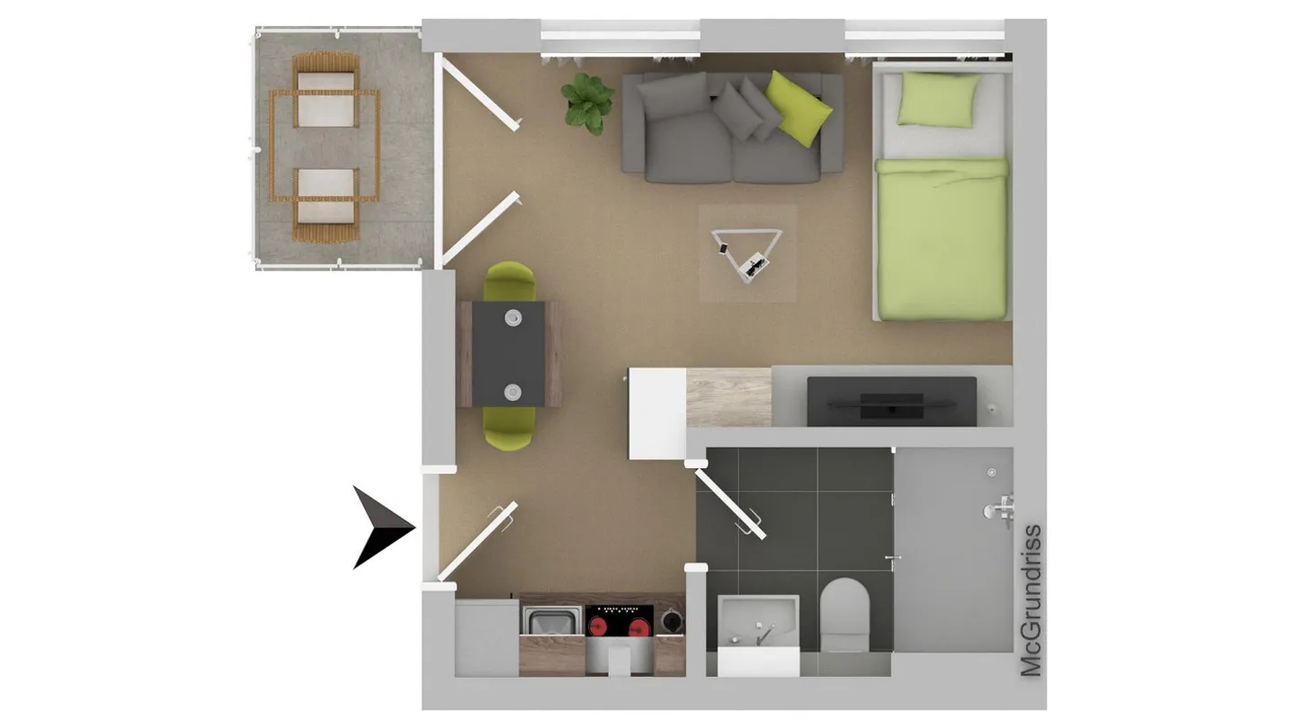 Appartement meublé 1 chambre - Photo 6 sur 6