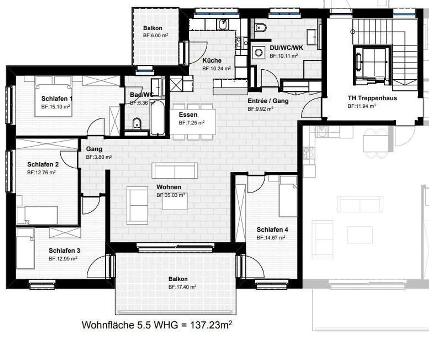 Moderne 5.5 Zimmer-Wohnung - Foto 9 von 9