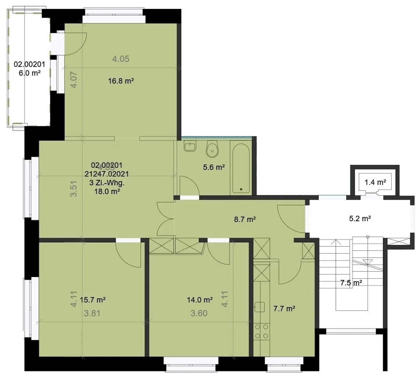 Appartement de 3,5 pièces de 86 m² proche de la ville au 1er étage - Photo 6 sur 6