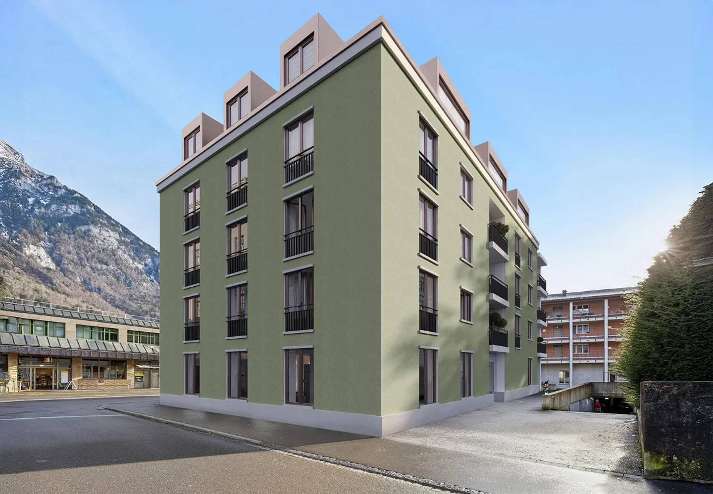 Nouvelle construction - appartement en attique de 4,5 pièces avec loggia et grande terrasse sur le toit - Photo 2 sur 3