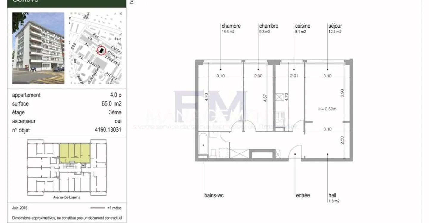 Servette, Avenue de Luserna, 4 rooms on the 3rd floor, approx. 65m2 - Photo 10 of 10