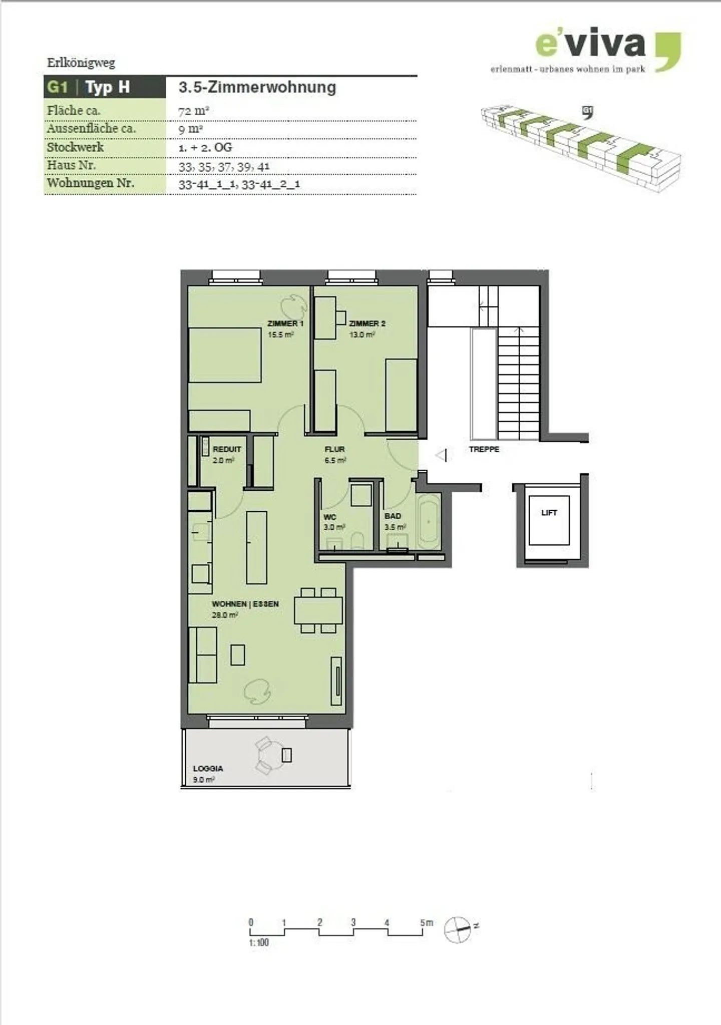 Appartamento 3.5 locali, 72 m2, CHF 1'990.-- - Foto 11 di 12