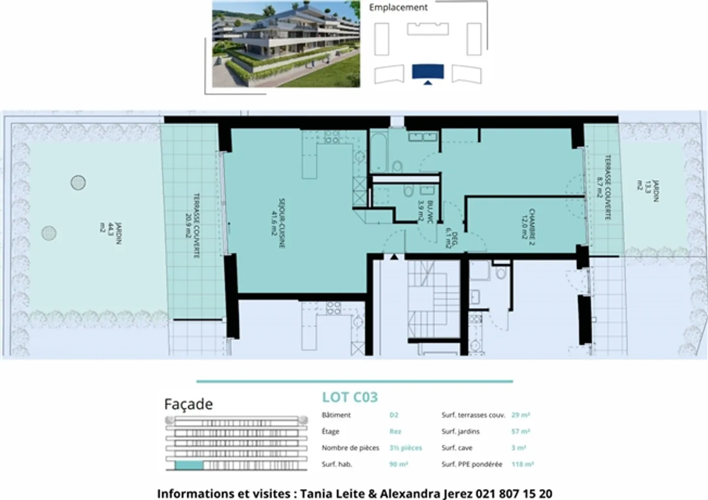Nuovo appartamento di 3,5 stanze con terrazza coperta e vista sul giardino e sul lago - Foto 13 di 13