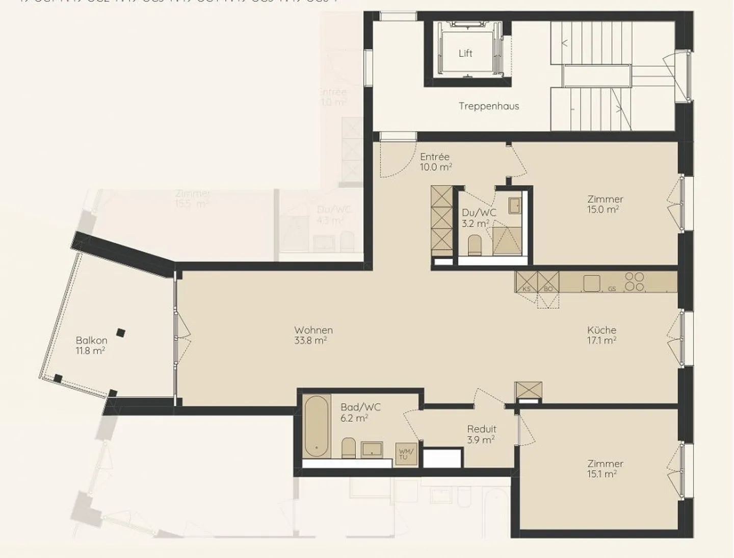 3.5 room apartment in Kreis 2 - Photo 3 of 6