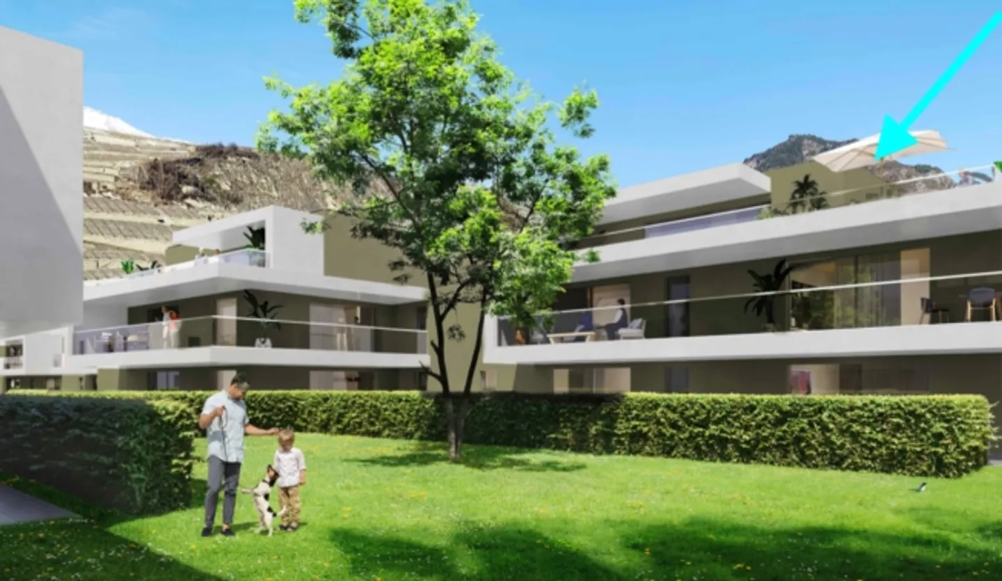 Nuova residenza in fase di completamento; Piano giardino a Sion - Foto 3 di 11