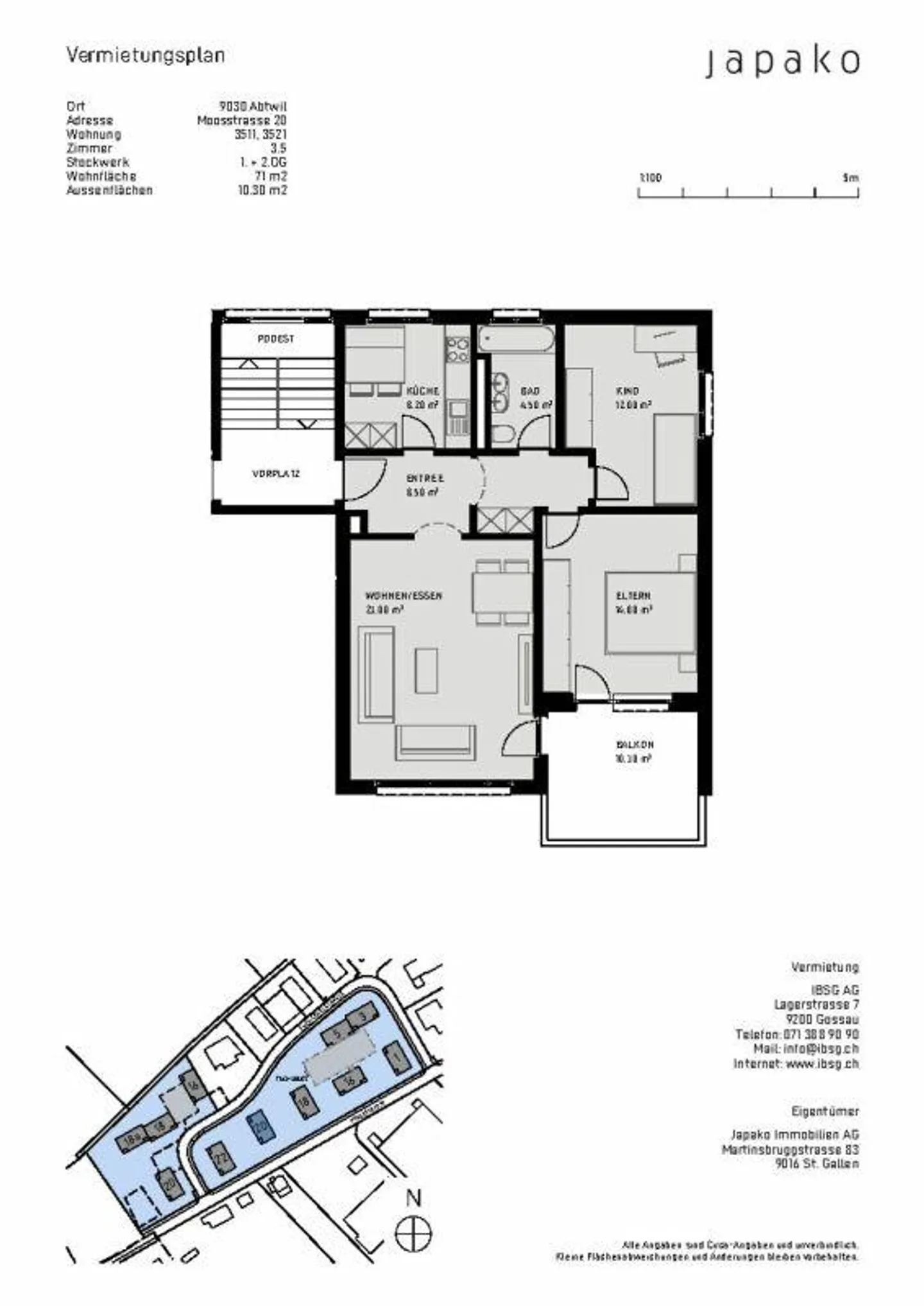 Appartamento affascinante 3.5 stanze in una posizione tranquilla - Foto 7 di 9