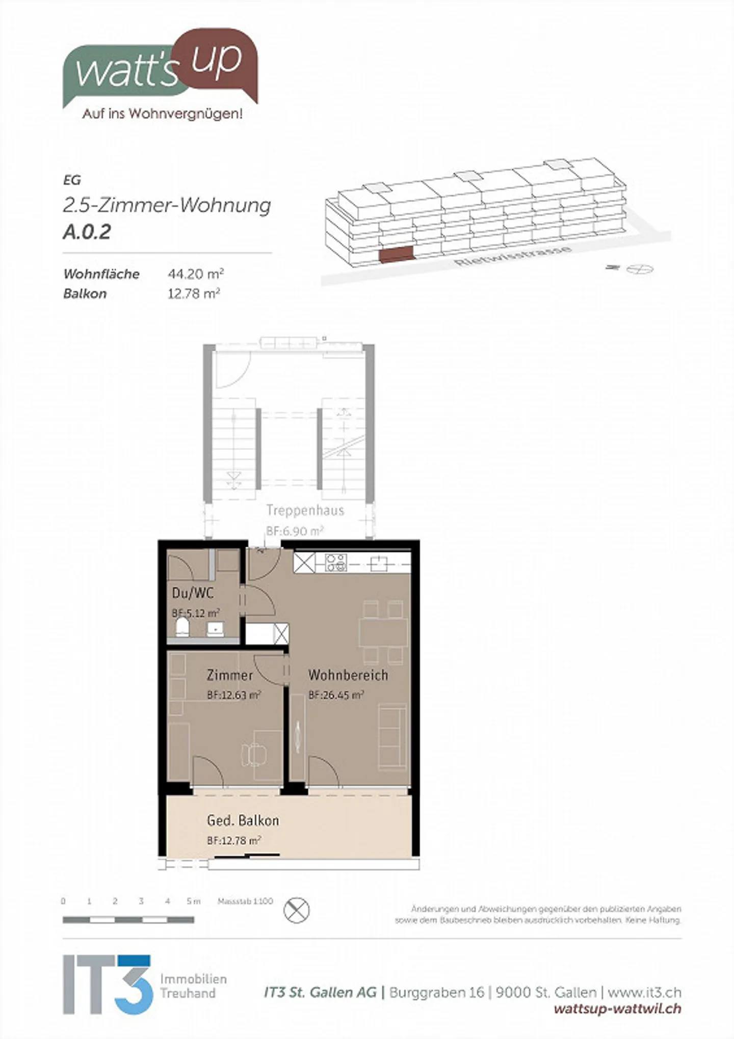 2.5 Zimmerwohnung in Wattwil - Foto 8 von 8