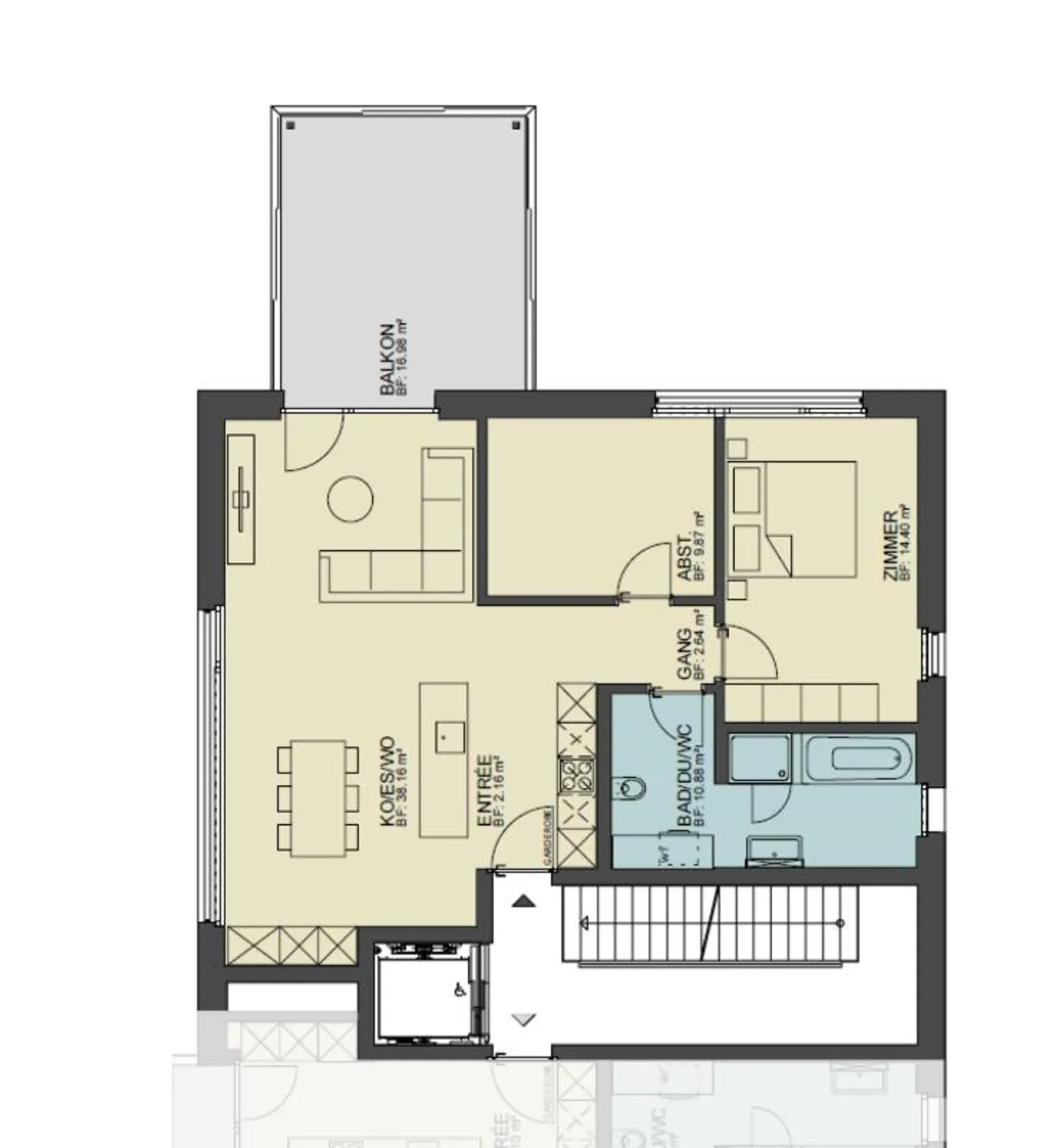 Moderne rencontre le béton - Appartement 3.5 pièces à louer dans un emplacement de choix - Photo 4 sur 5