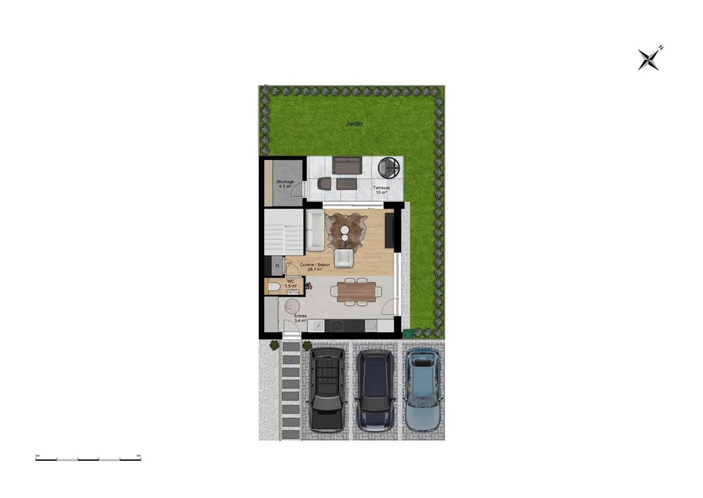 Villa semi-détachée de 3,5 pièces en bois massif - Photo 4 sur 13