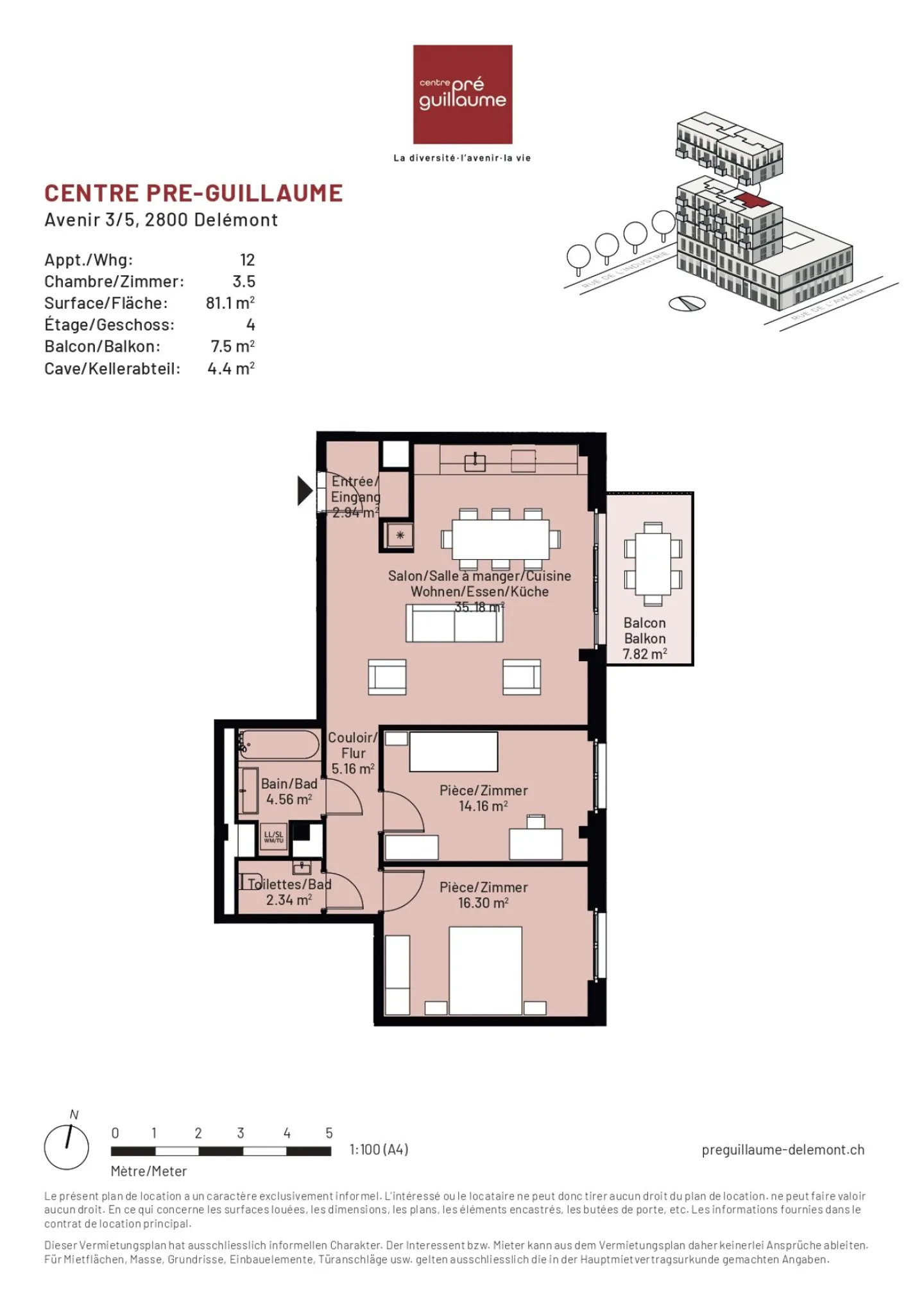 3.5 room apartment (No. 12) for rent in a new building with elevator - Photo 10 of 10