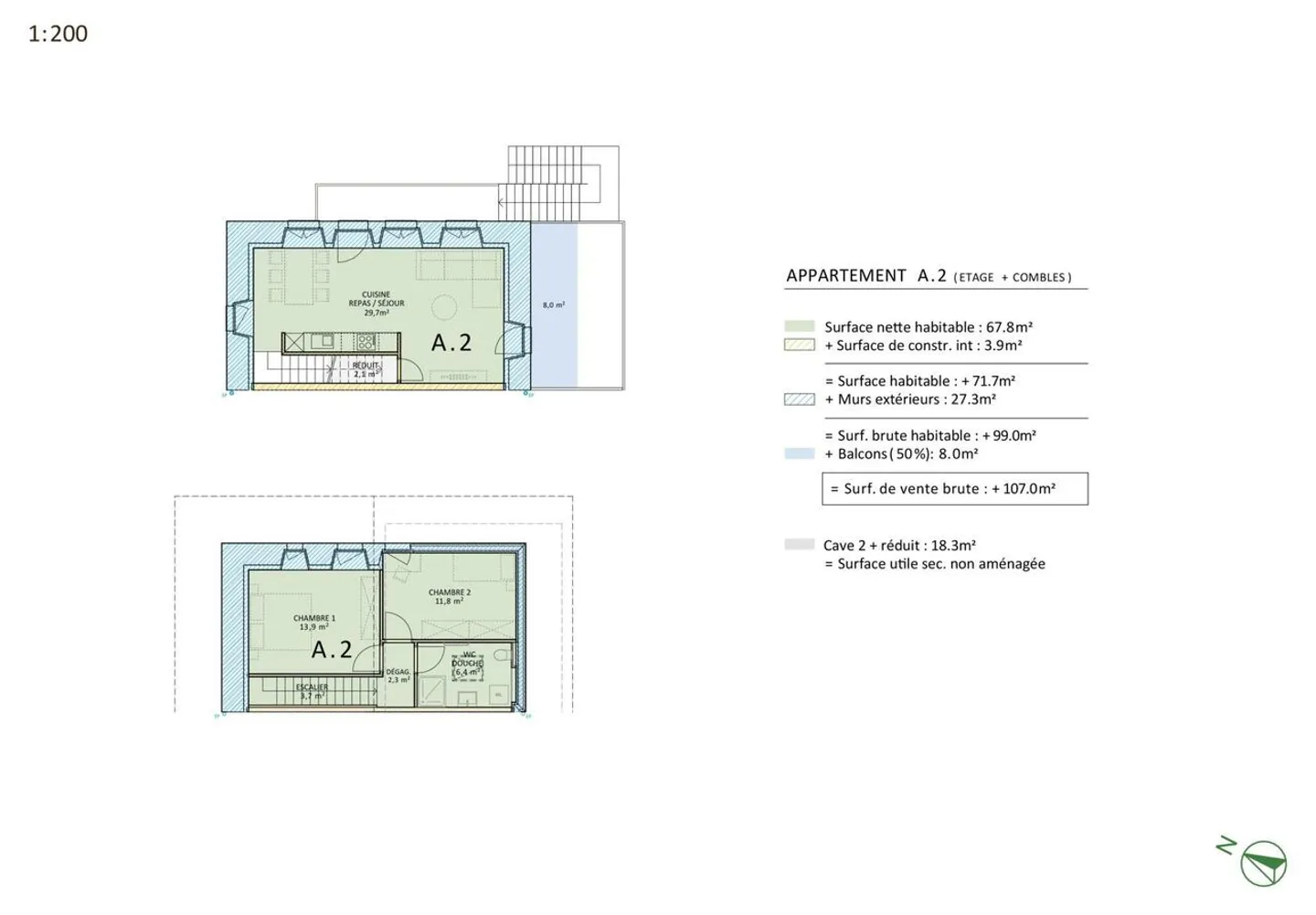 Bellissimo duplex di 3,5 locali all'ultimo piano con una terrazza di 16m2 - Foto 5 di 6