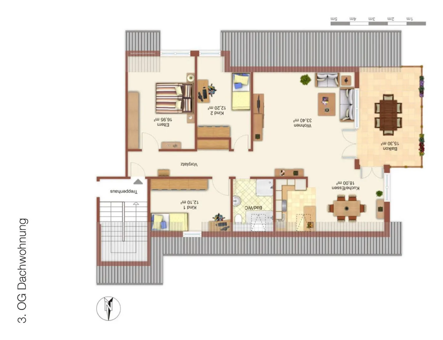 4.5-room attic apartment with parking spaces, fireplace, terrace & attic - Photo 14 of 14